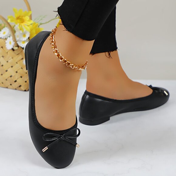 Women's Cushioned Insole Classic Bow Tie Ballerina Flat - Picture 5 of 10